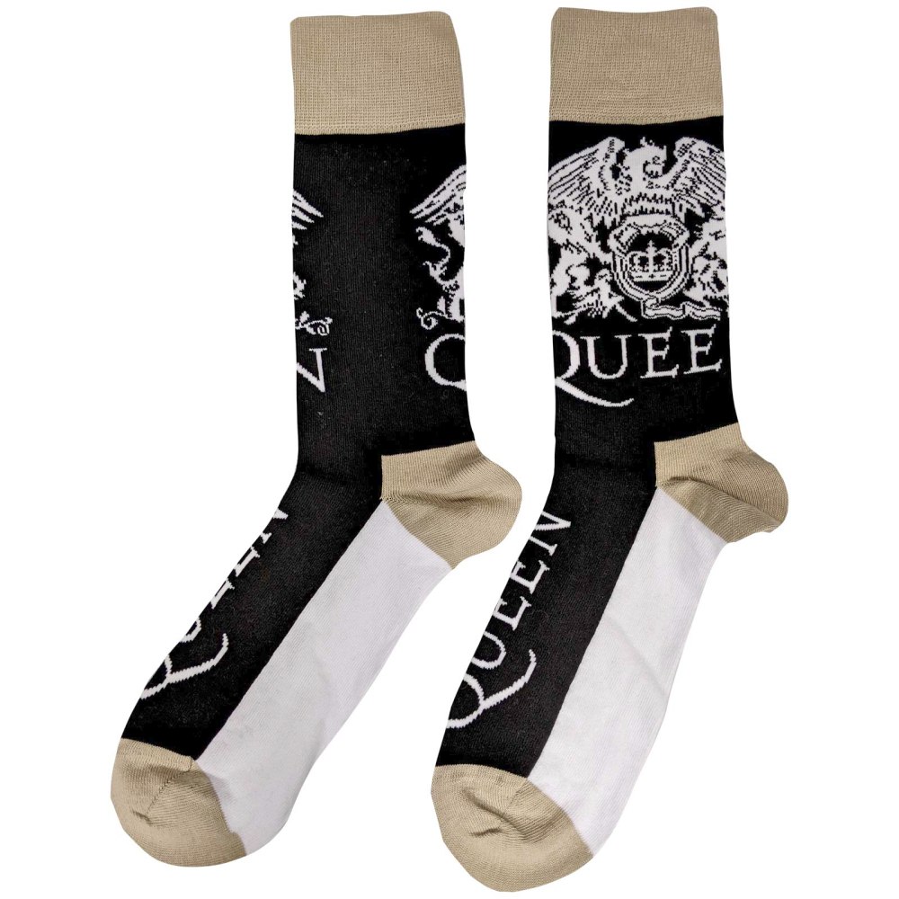 Queen - Crest & Logo Socks - EU 40-45 - Black/Brown
